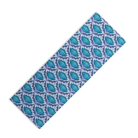 Sewzinski Diamond Floral Pattern Blue Yoga Mat