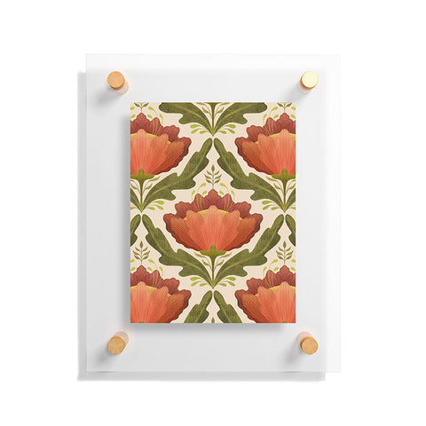 Sewzinski Diamond Floral Pattern Orange Floating Acrylic Print