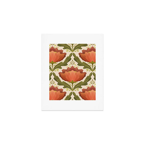 Sewzinski Diamond Floral Pattern Orange Art Print