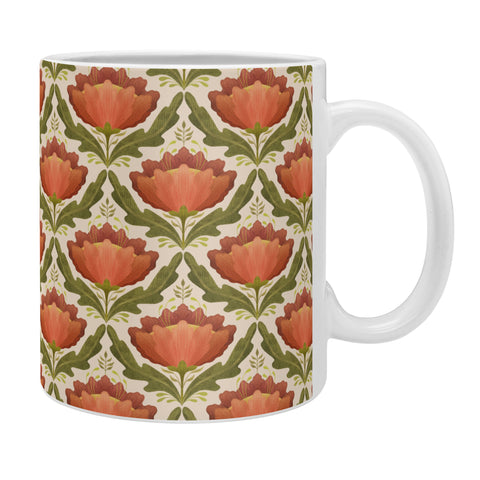 Sewzinski Diamond Floral Pattern Orange Coffee Mug