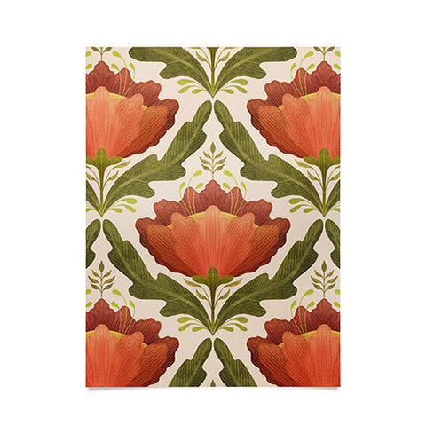 Sewzinski Diamond Floral Pattern Orange Poster