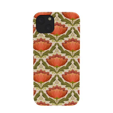 Sewzinski Diamond Floral Pattern Orange Phone Case