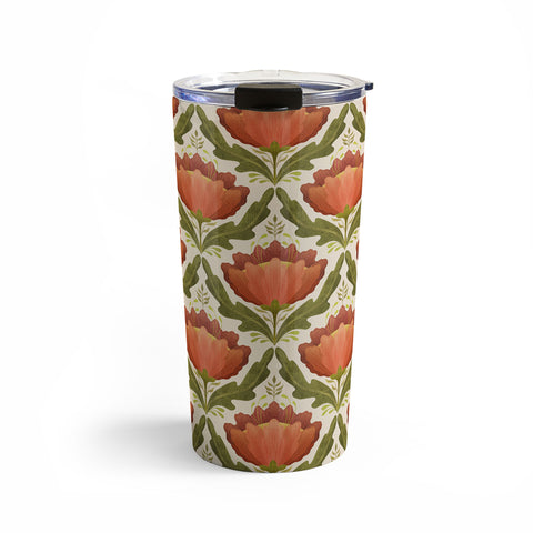 Sewzinski Diamond Floral Pattern Orange Travel Mug
