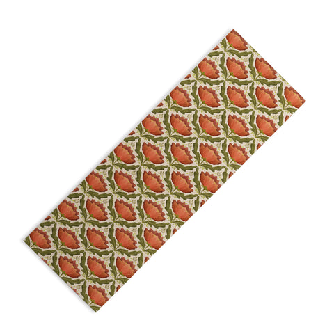 Sewzinski Diamond Floral Pattern Orange Yoga Mat
