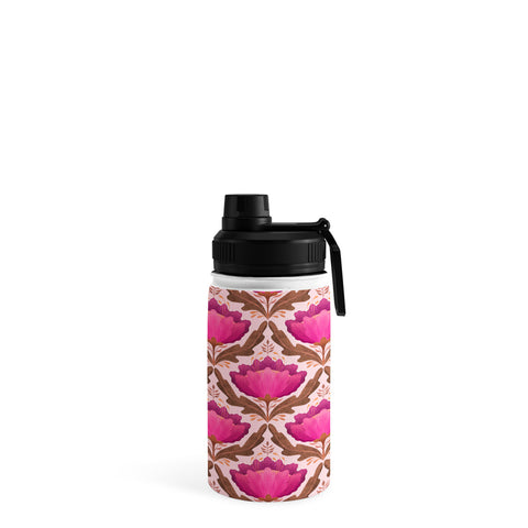 Sewzinski Diamond Floral Pattern Pink Water Bottle