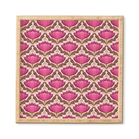 Sewzinski Diamond Floral Pattern Pink Framed Wall Art