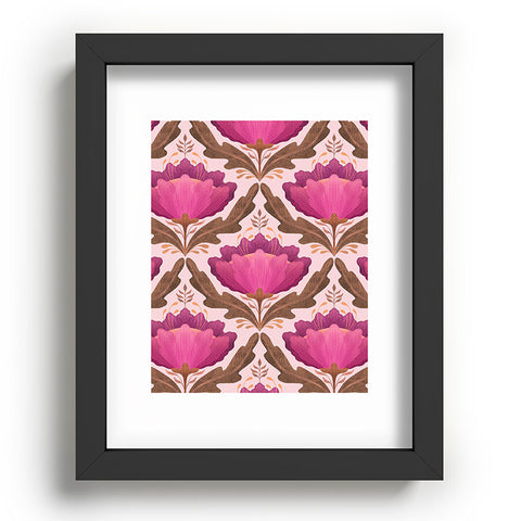 Sewzinski Diamond Floral Pattern Pink Recessed Framing Rectangle