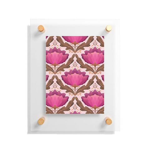 Sewzinski Diamond Floral Pattern Pink Floating Acrylic Print