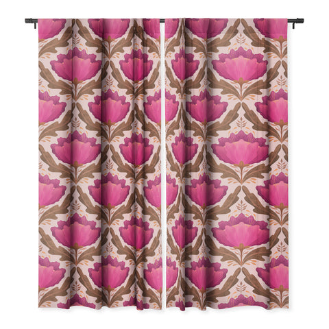 Sewzinski Diamond Floral Pattern Pink Blackout Window Curtain