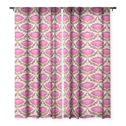 Sewzinski Diamond Floral Pattern Pink Sheer Non Repeat