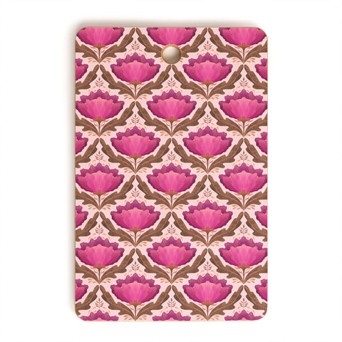 Sewzinski Diamond Floral Pattern Pink Cutting Board Rectangle