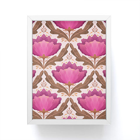 Sewzinski Diamond Floral Pattern Pink Framed Mini Art Print