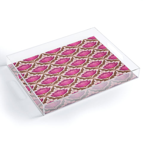 Sewzinski Diamond Floral Pattern Pink Acrylic Tray