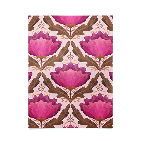 Sewzinski Diamond Floral Pattern Pink Poster