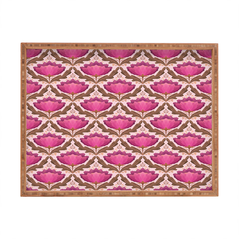 Sewzinski Diamond Floral Pattern Pink Rectangular Tray
