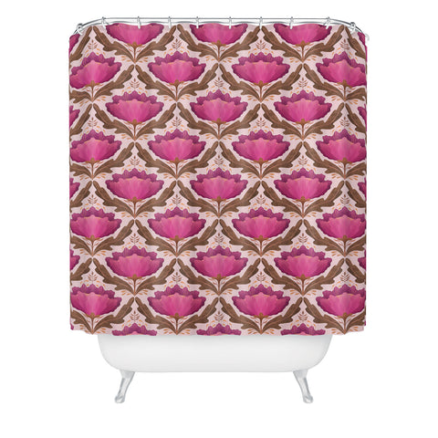Sewzinski Diamond Floral Pattern Pink Shower Curtain