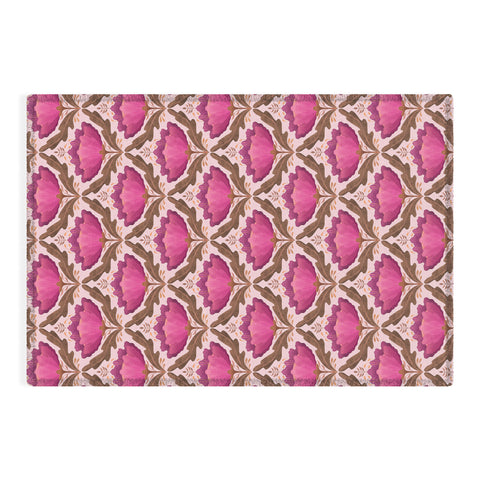 Sewzinski Diamond Floral Pattern Pink Outdoor Rug