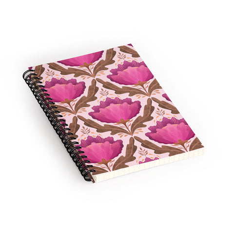 Sewzinski Diamond Floral Pattern Pink Spiral Notebook