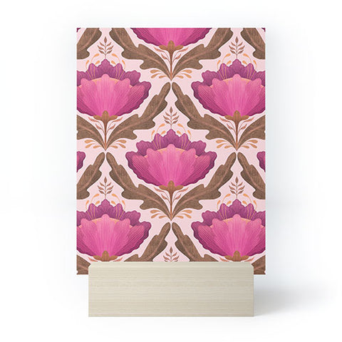 Sewzinski Diamond Floral Pattern Pink Mini Art Print
