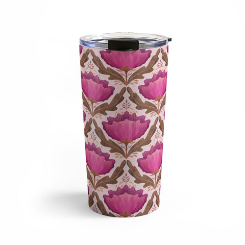 Sewzinski Diamond Floral Pattern Pink Travel Mug