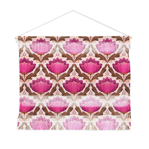 Sewzinski Diamond Floral Pattern Pink Wall Hanging Landscape