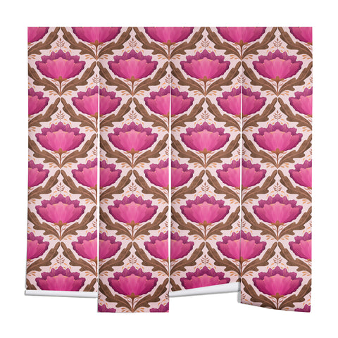 Sewzinski Diamond Floral Pattern Pink Wall Mural