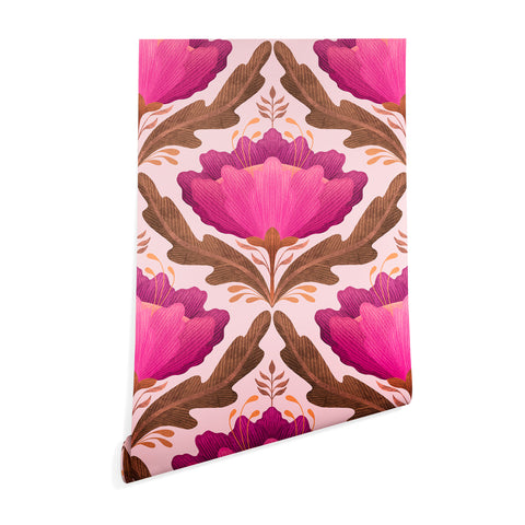 Sewzinski Diamond Floral Pattern Pink Wallpaper