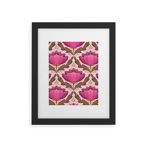 Sewzinski Diamond Floral Pattern Pink Framed Art Print