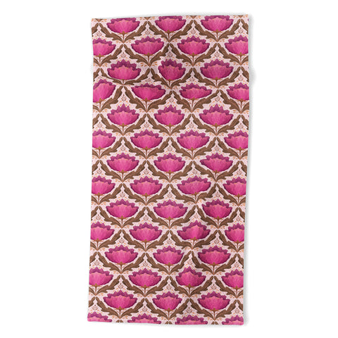 Sewzinski Diamond Floral Pattern Pink Beach Towel