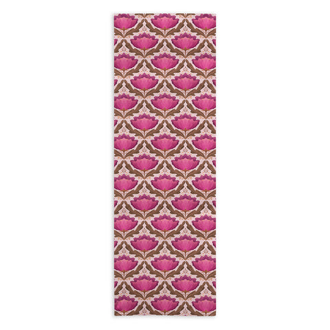 Sewzinski Diamond Floral Pattern Pink Yoga Towel