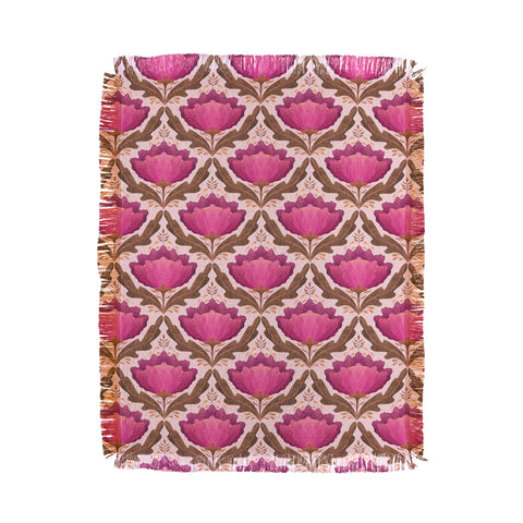 Sewzinski Diamond Floral Pattern Pink Throw Blanket