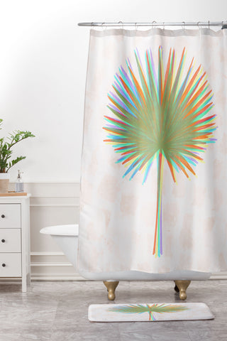 Sewzinski Fan Palm Leaves Shower Curtain And Mat