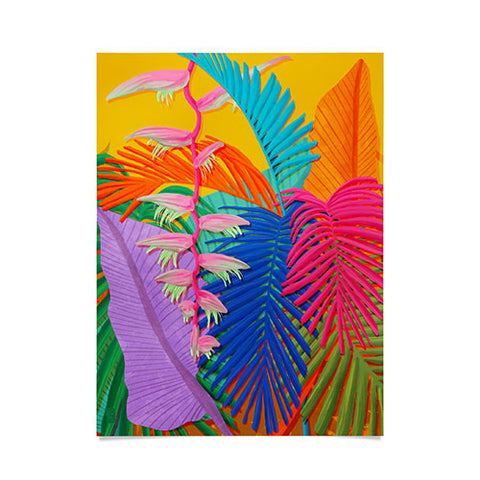 Sewzinski Flamingo Plant and Palm Fronds Poster