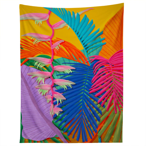 Sewzinski Flamingo Plant and Palm Fronds Tapestry