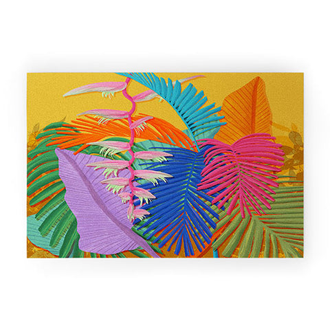 Sewzinski Flamingo Plant and Palm Fronds Welcome Mat