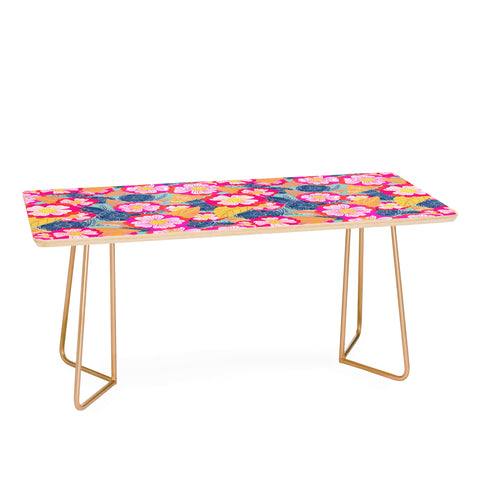Sewzinski Floating Flowers Pink and Blue Coffee Table