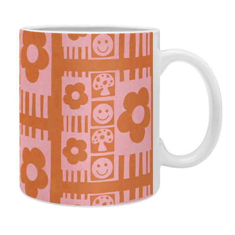 Sewzinski Flowers and Smiles Pink Orange Coffee Mug
