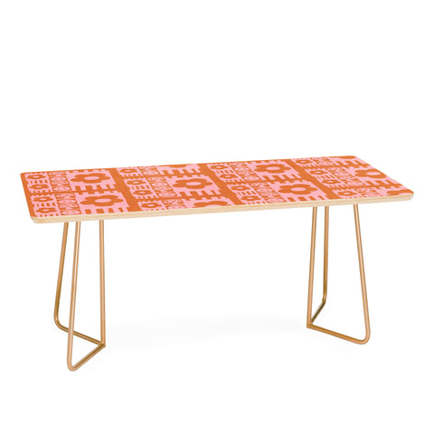 Sewzinski Flowers and Smiles Pink Orange Coffee Table