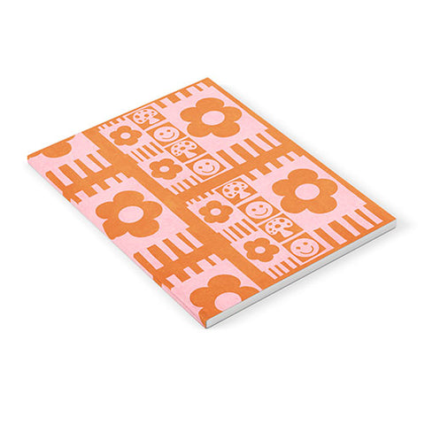 Sewzinski Flowers and Smiles Pink Orange Notebook