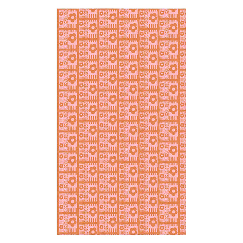 Sewzinski Flowers and Smiles Pink Orange Tablecloth
