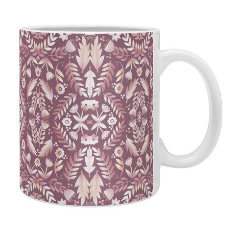 Sewzinski Folk Art Flowers Mauve Coffee Mug