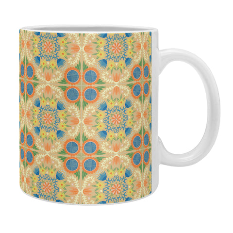 Sewzinski Folk Quilt on Yellow Coffee Mug
