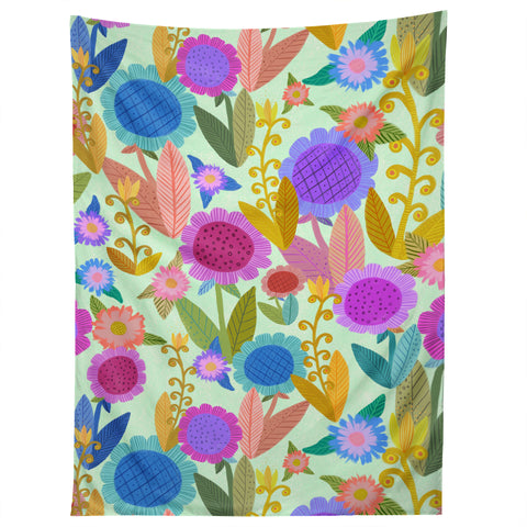 Sewzinski Folk Wildflowers on Mint Tapestry