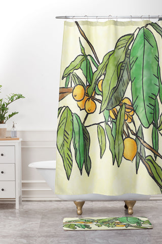 Sewzinski Gamboge Tree Shower Curtain And Mat