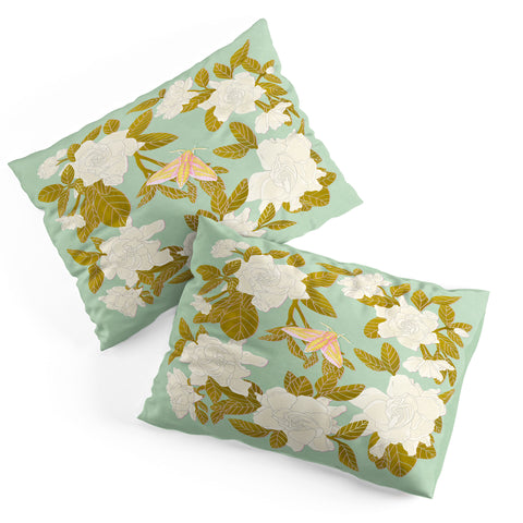 Sewzinski Gardenias on Green Pillow Shams