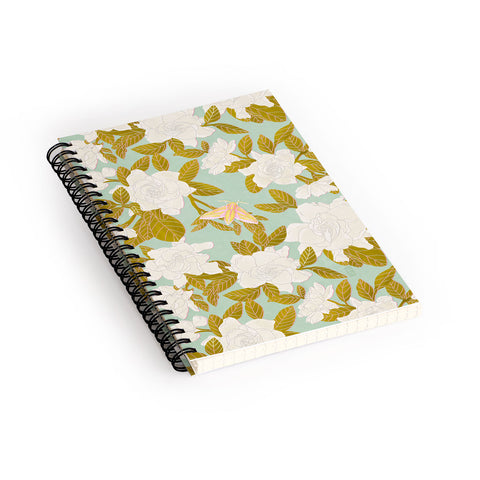 Sewzinski Gardenias on Green Spiral Notebook