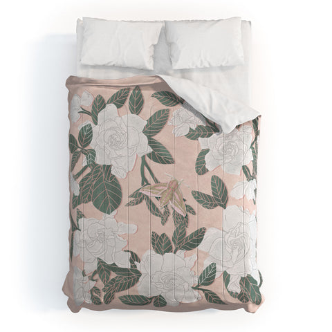 Sewzinski Gardenias on Peach Comforter