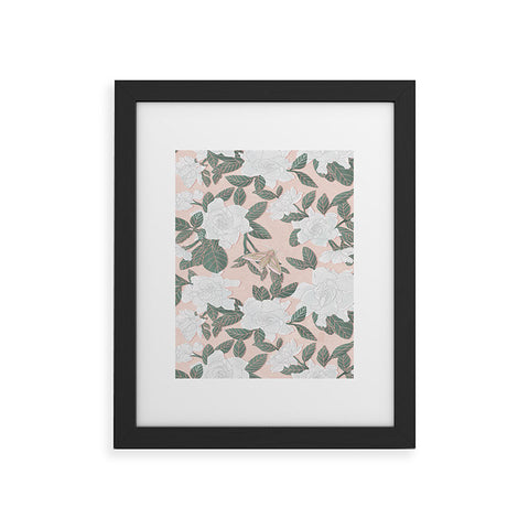 Sewzinski Gardenias on Peach Framed Art Print