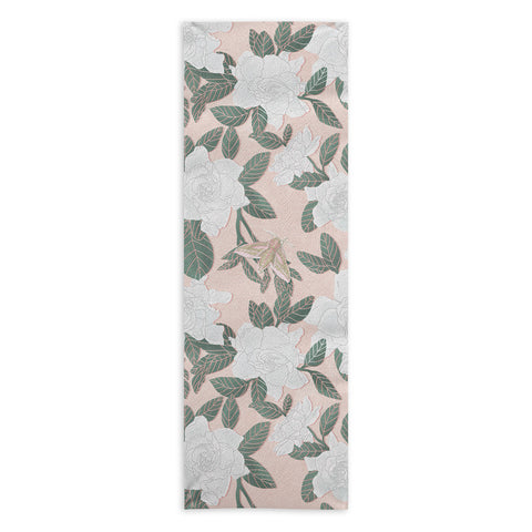 Sewzinski Gardenias on Peach Yoga Towel