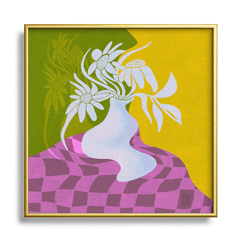 Sewzinski Ghost Vase I Square Metal Framed Art Print